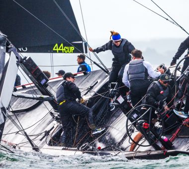 Broaches and big breeze at 44Cup Cowes Worlds